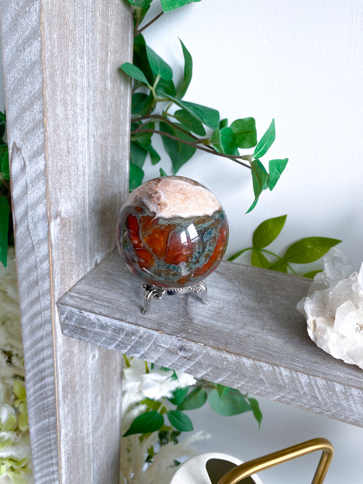 Carnelian & Moss Agate Sphere #1 - Get Exact Crystal