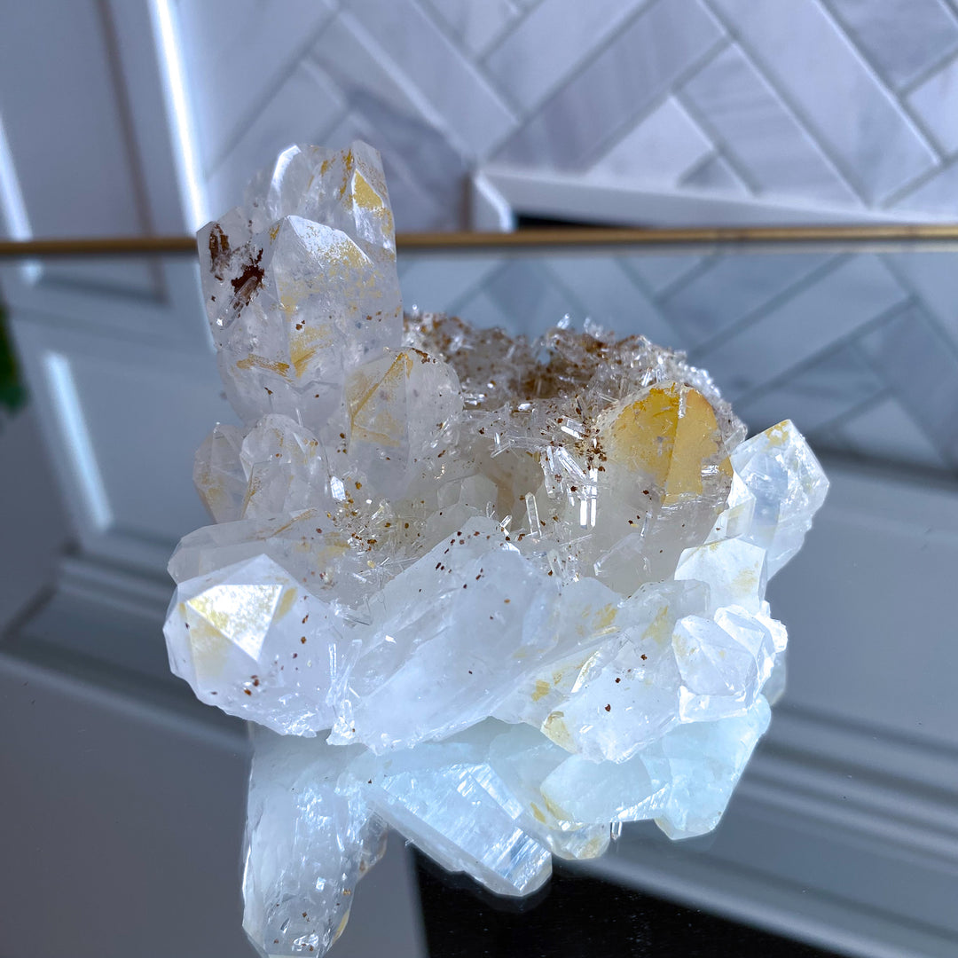 Micro Needle Clear Quartz with Siderite Cluster 