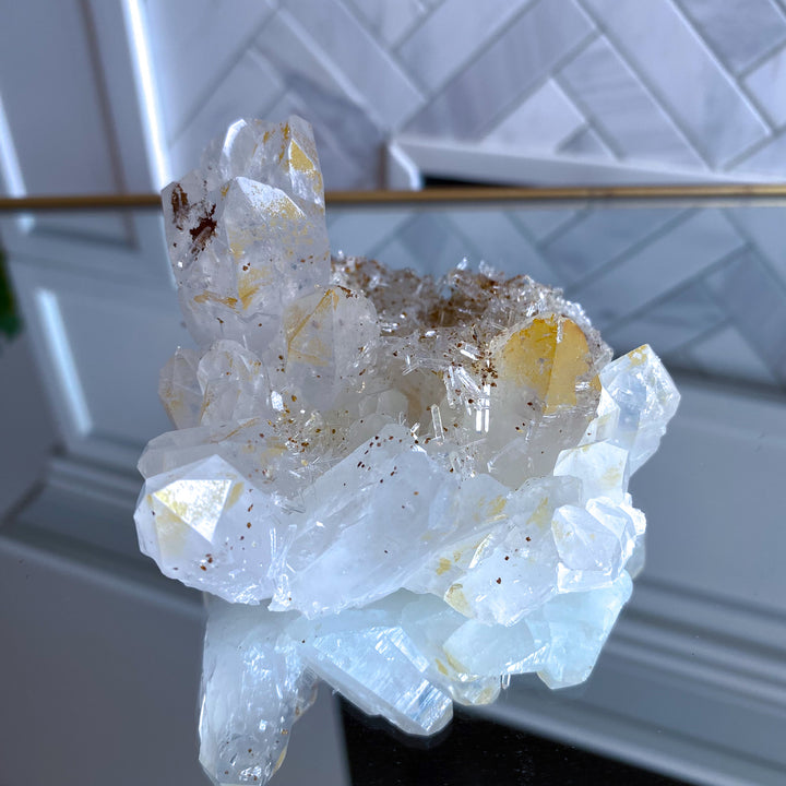 Micro Needle Clear Quartz with Siderite Cluster 