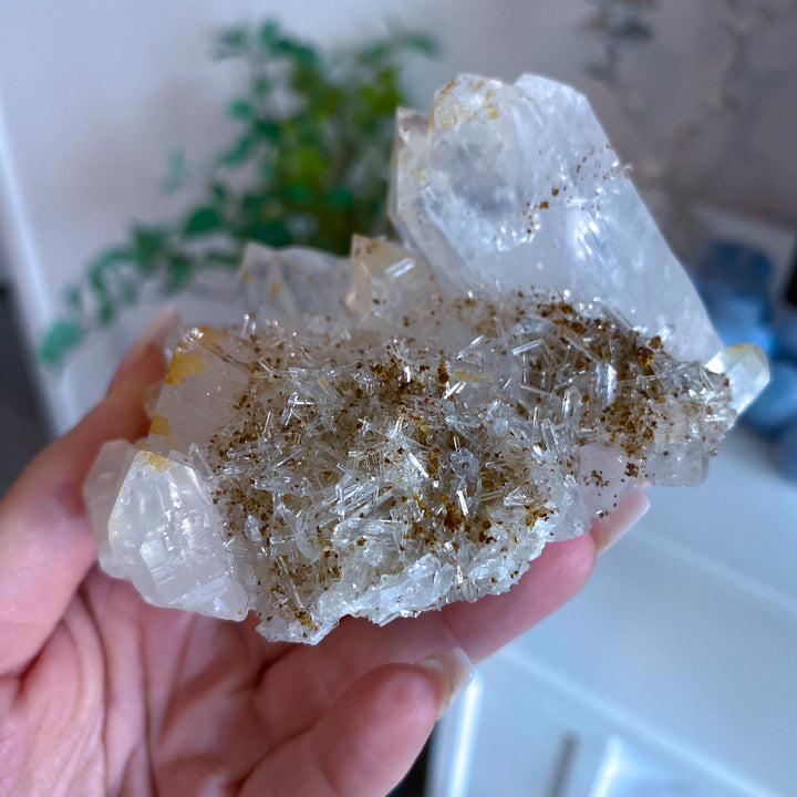 Micro Needle Clear Quartz with Siderite Cluster 