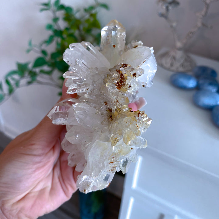 Quartz Cluster w/ Needles, Iron, on Siderite 