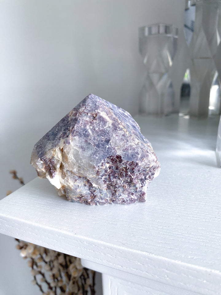 Half Polished Mica-rich Purple Lepidolite Point #1
