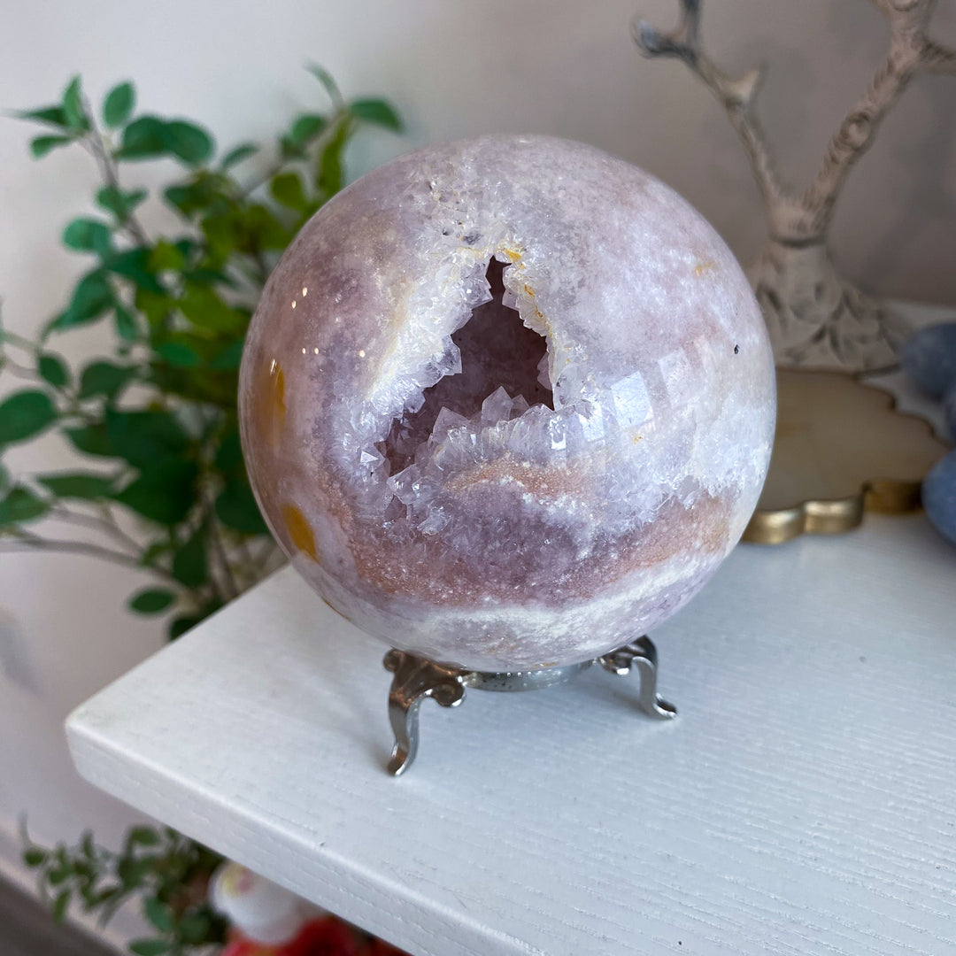 XL Drusy Pink Amethyst Sphere 