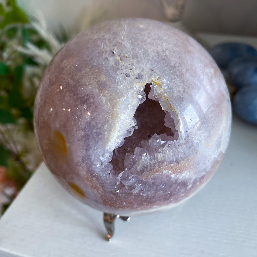 XL Drusy Pink Amethyst Sphere 