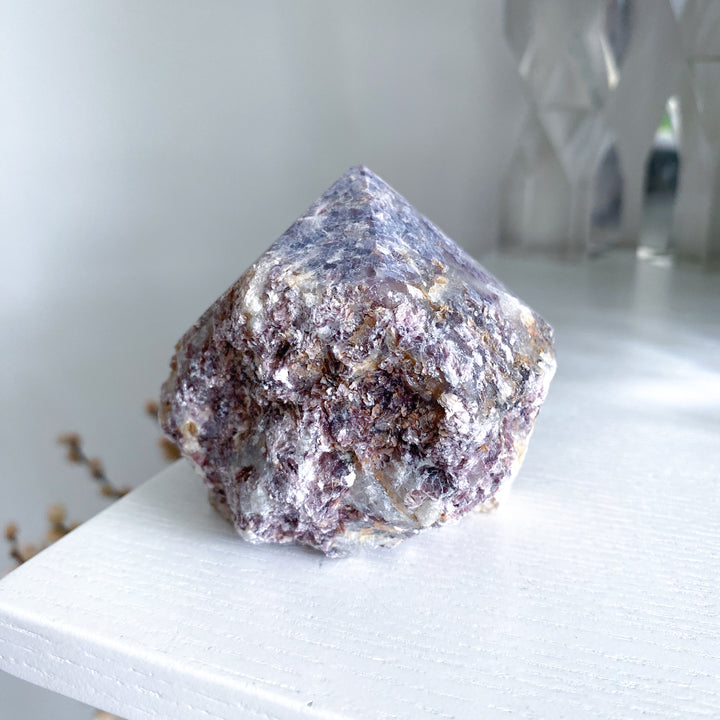 Half Polished Mica-rich Purple Lepidolite Point #1