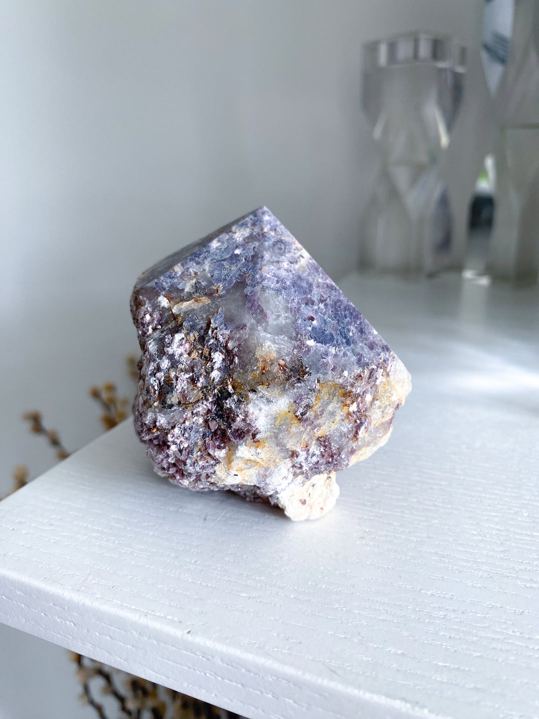 Half Polished Mica-rich Purple Lepidolite Point #1