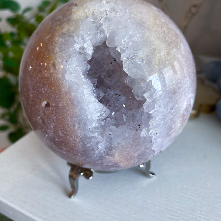 XL Drusy Pink Amethyst Sphere 