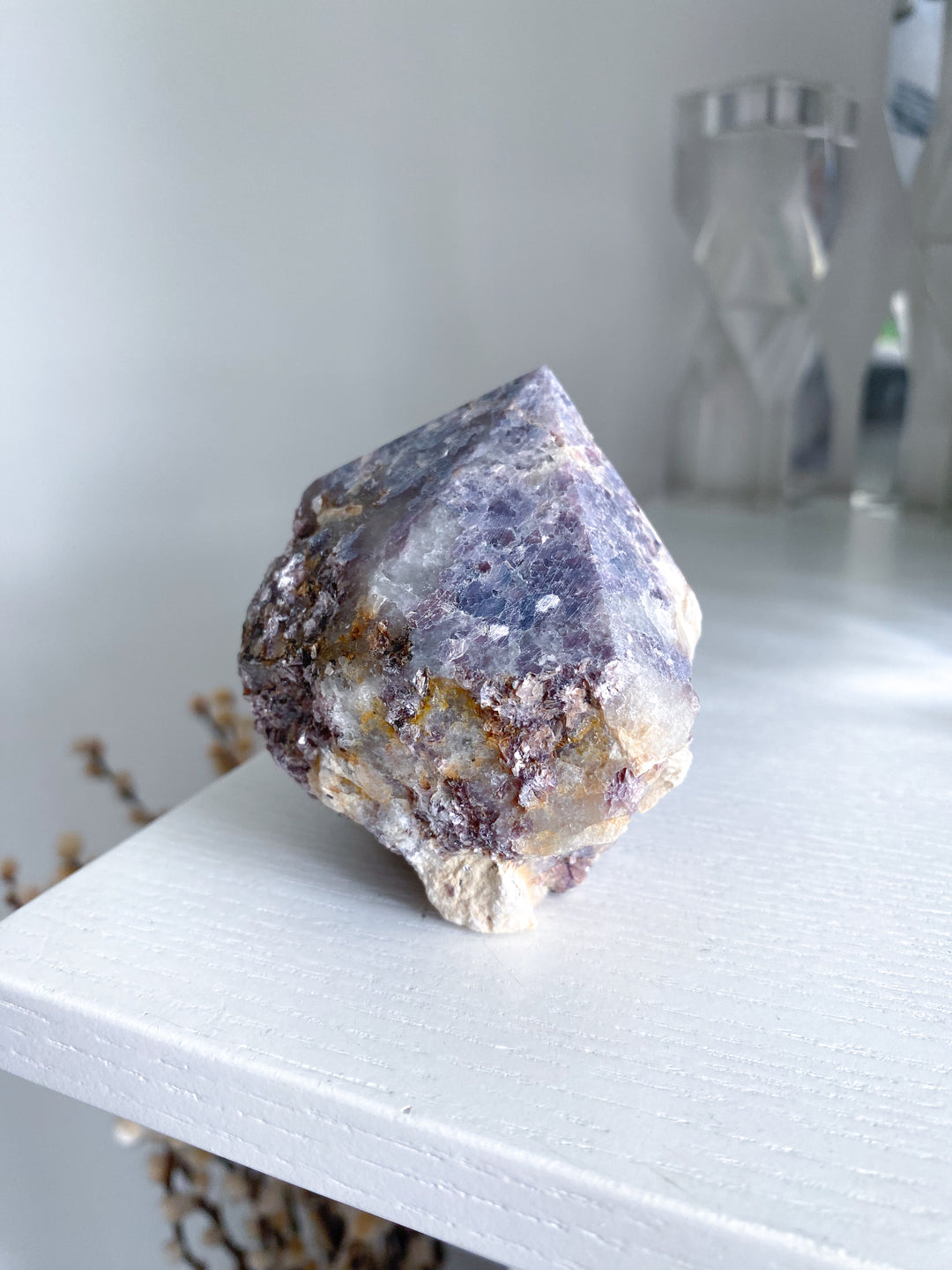 Half Polished Mica-rich Purple Lepidolite Point #1