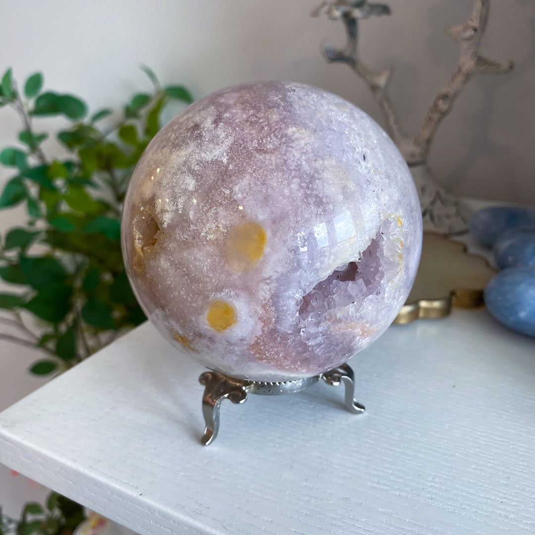 XL Drusy Pink Amethyst Sphere 