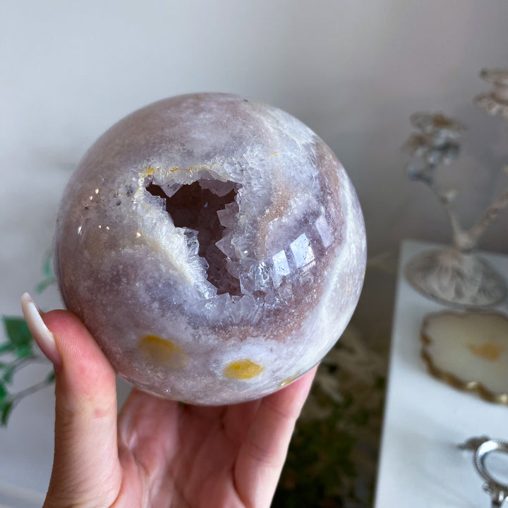 XL Drusy Pink Amethyst Sphere 