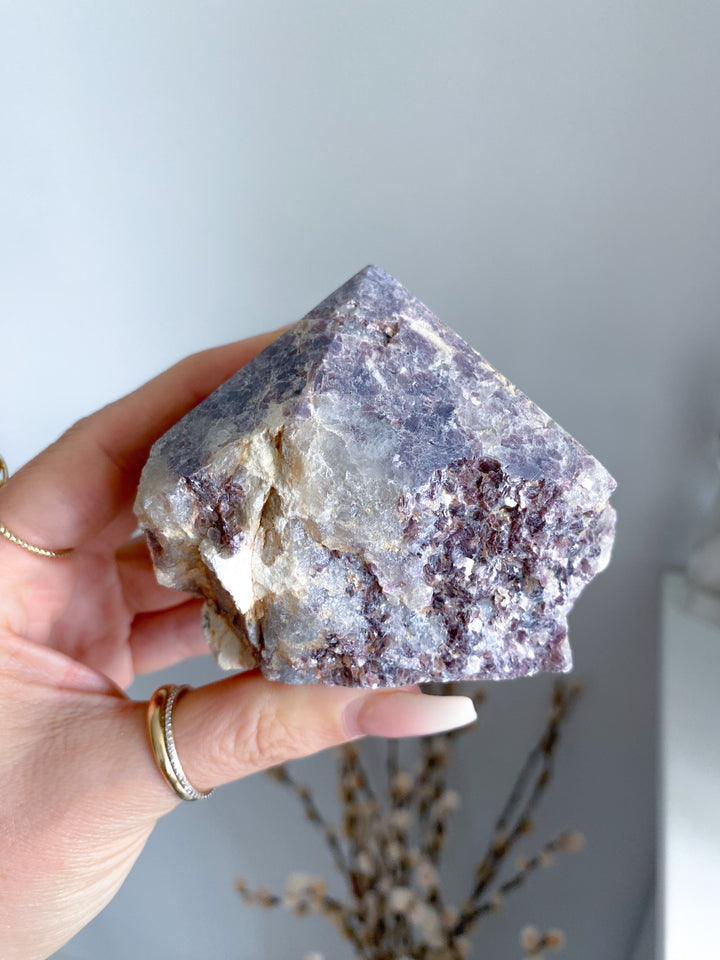 Half Polished Mica-rich Purple Lepidolite Point #1