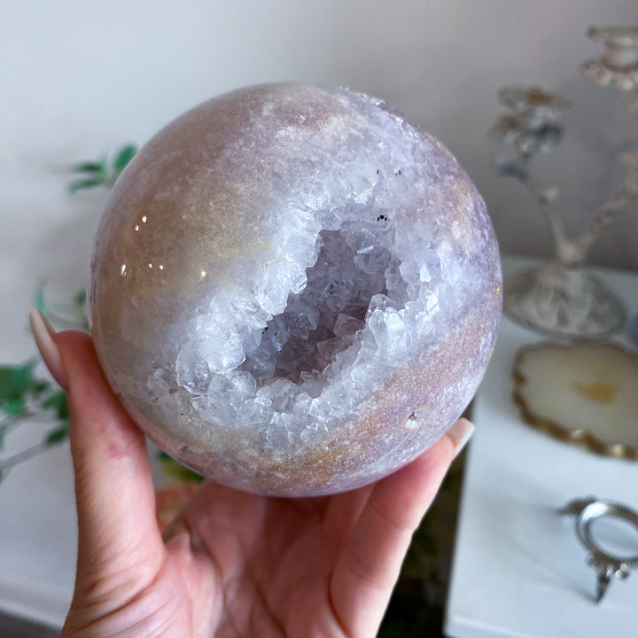 XL Drusy Pink Amethyst Sphere 