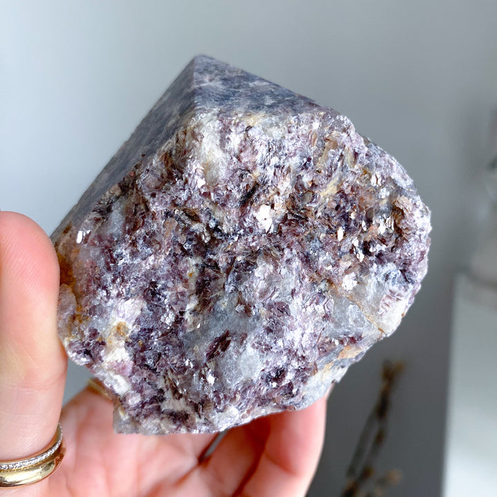 Half Polished Mica-rich Purple Lepidolite Point #1