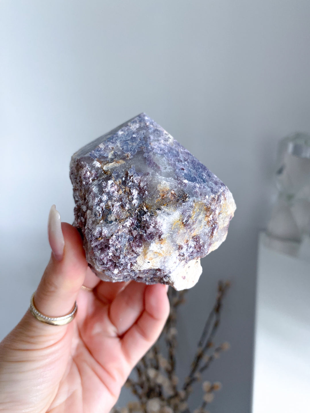 Half Polished Mica-rich Purple Lepidolite Point #1
