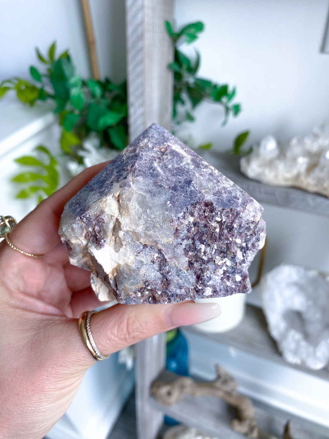 Half Polished Mica-rich Purple Lepidolite Point #1