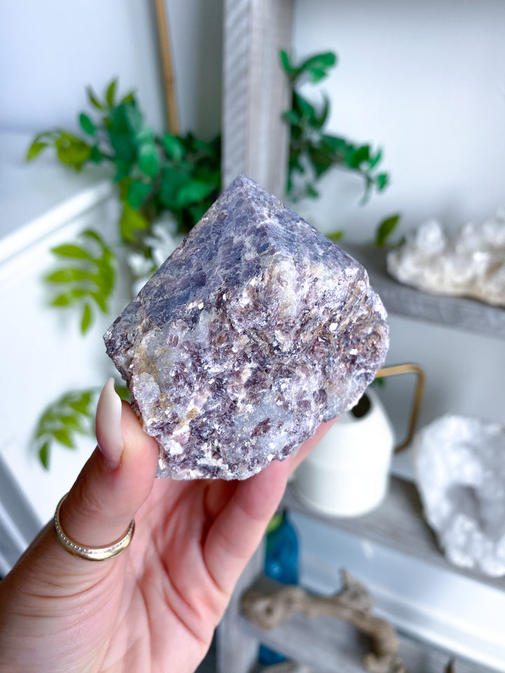 Half Polished Mica-rich Purple Lepidolite Point #1