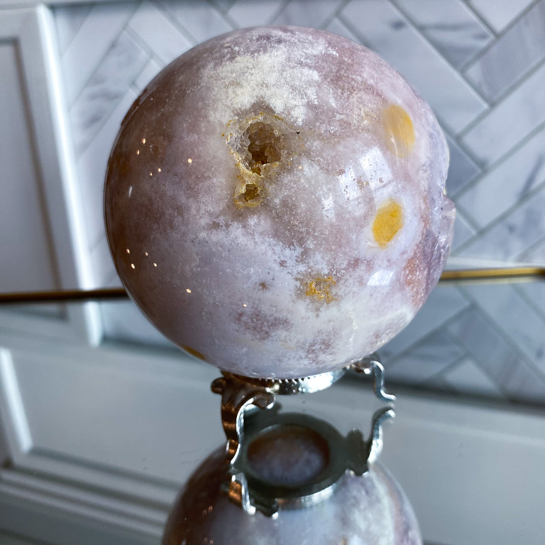 XL Drusy Pink Amethyst Sphere 