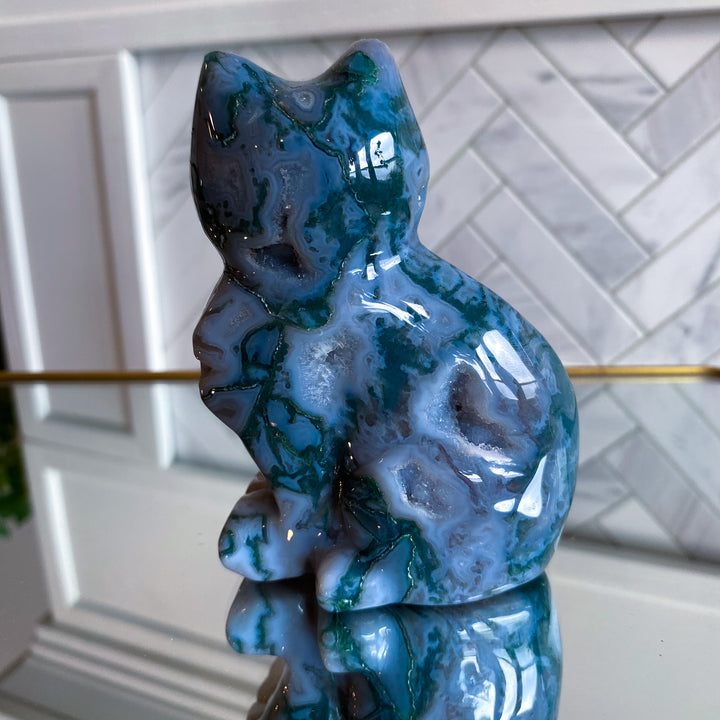 Stunning Drusy Moss Agate Cat Statement Piece