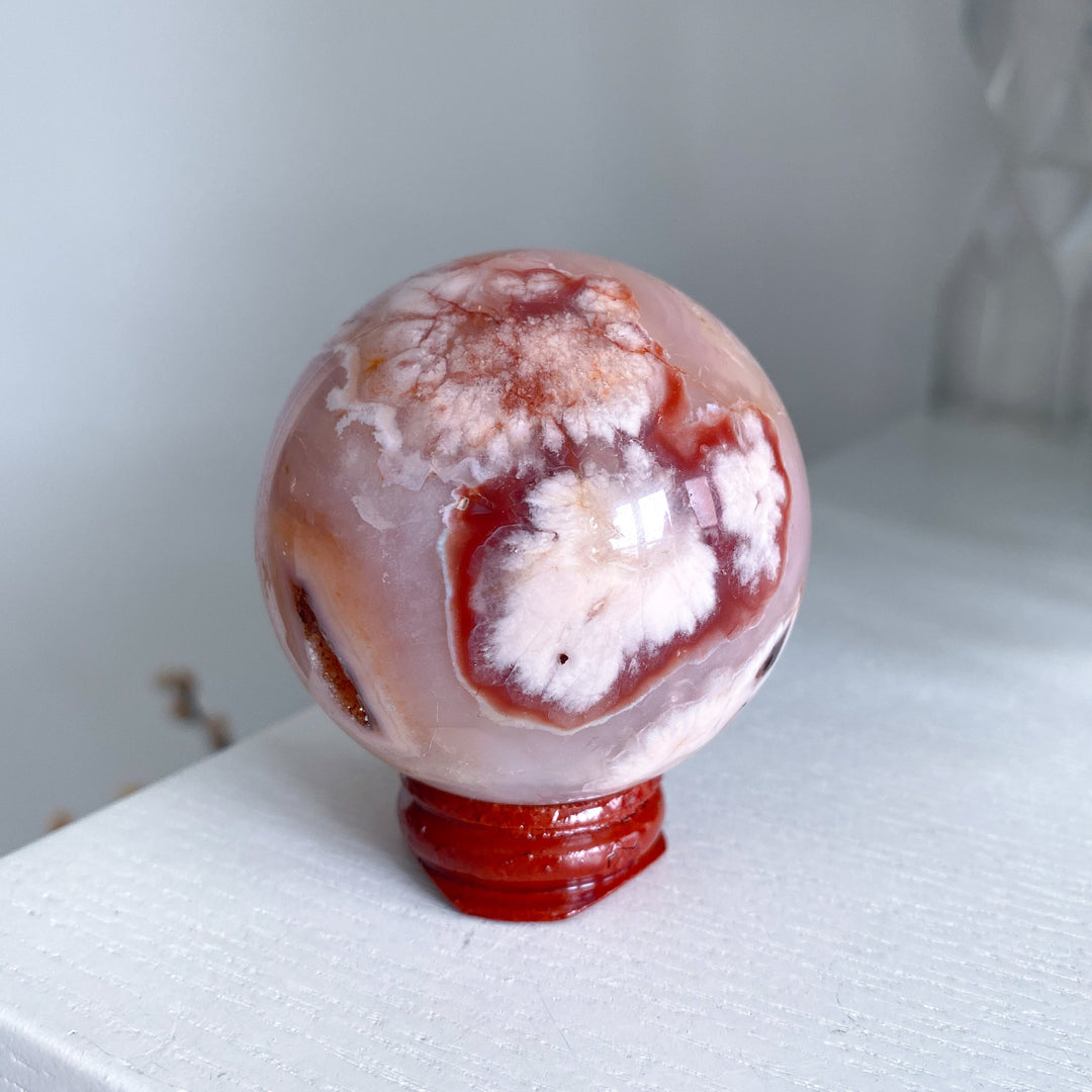 Pink Flower Agate Sphere