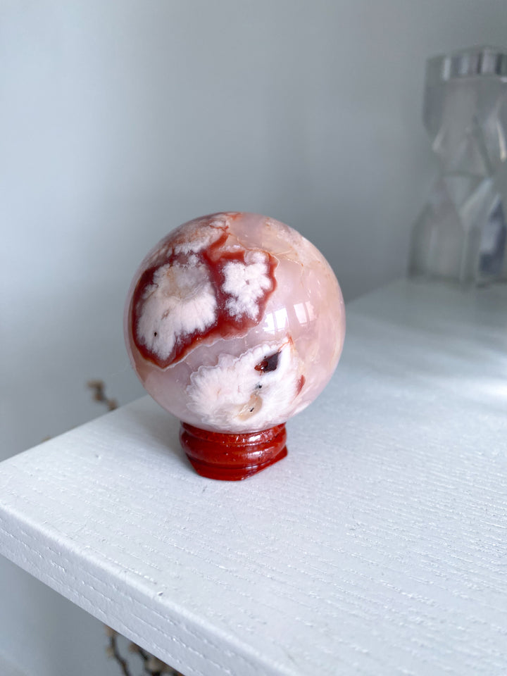 Pink Flower Agate Sphere