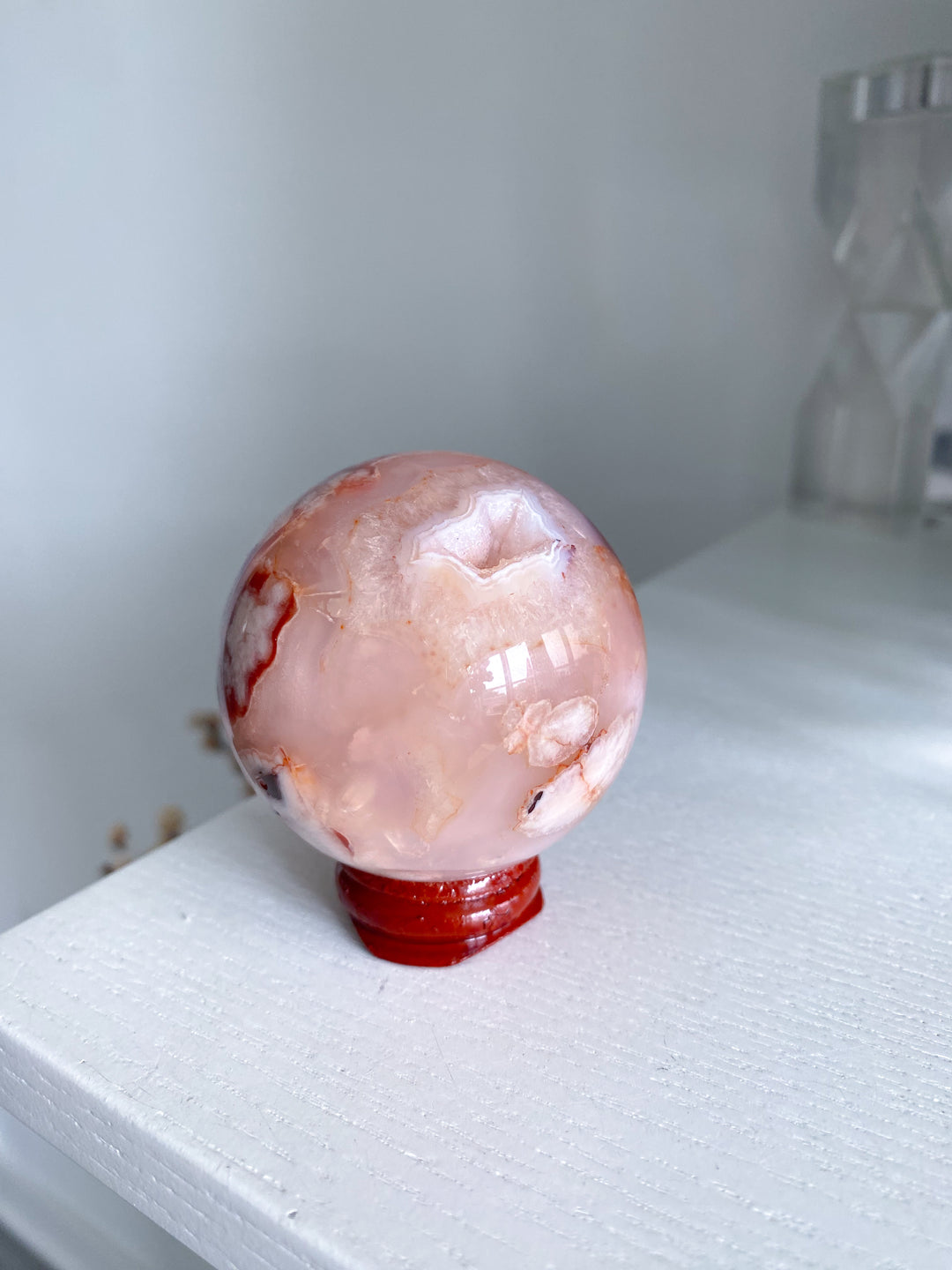 Pink Flower Agate Sphere