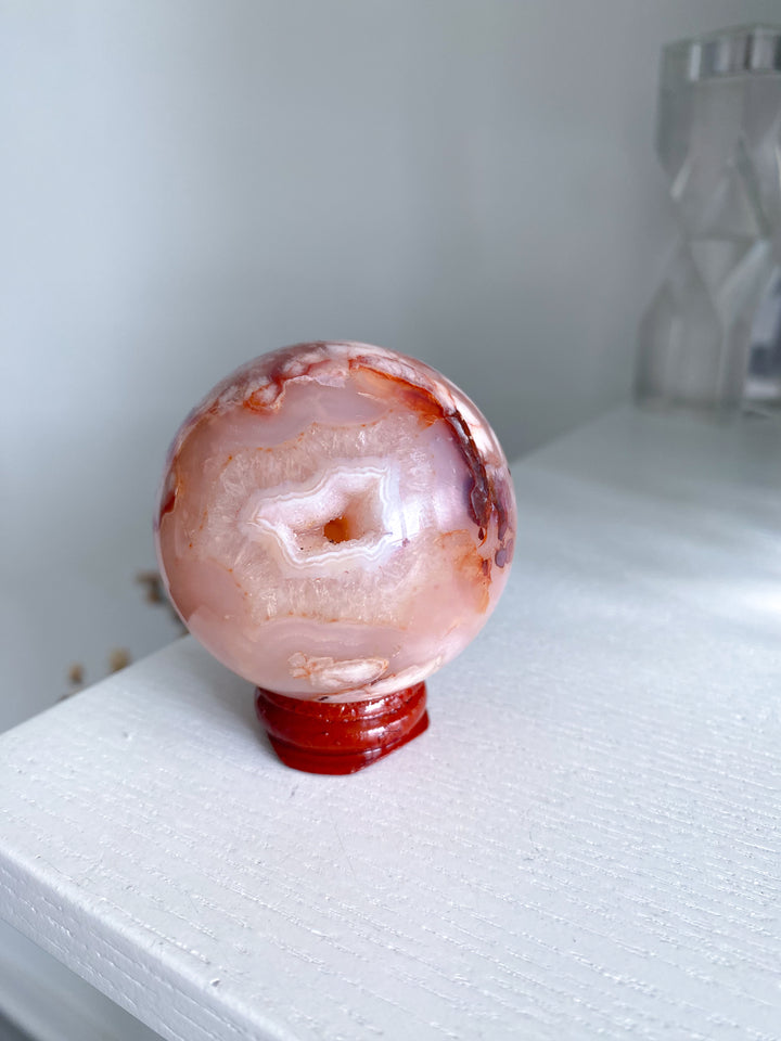 Pink Flower Agate Sphere