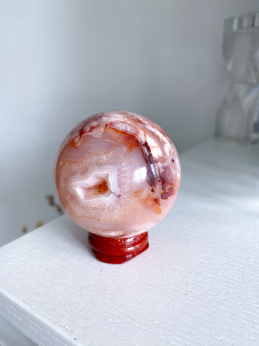 Pink Flower Agate Sphere