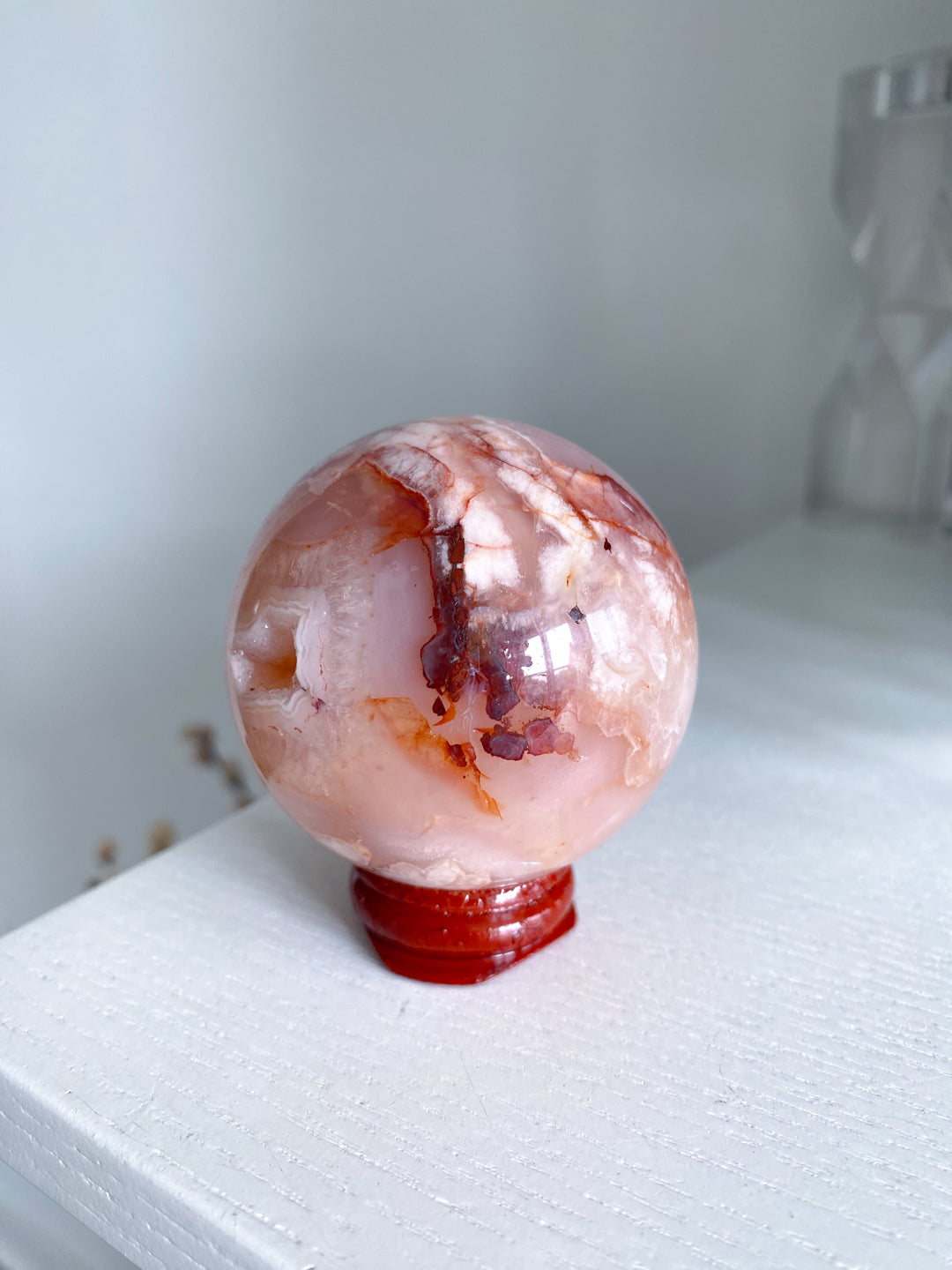 Pink Flower Agate Sphere
