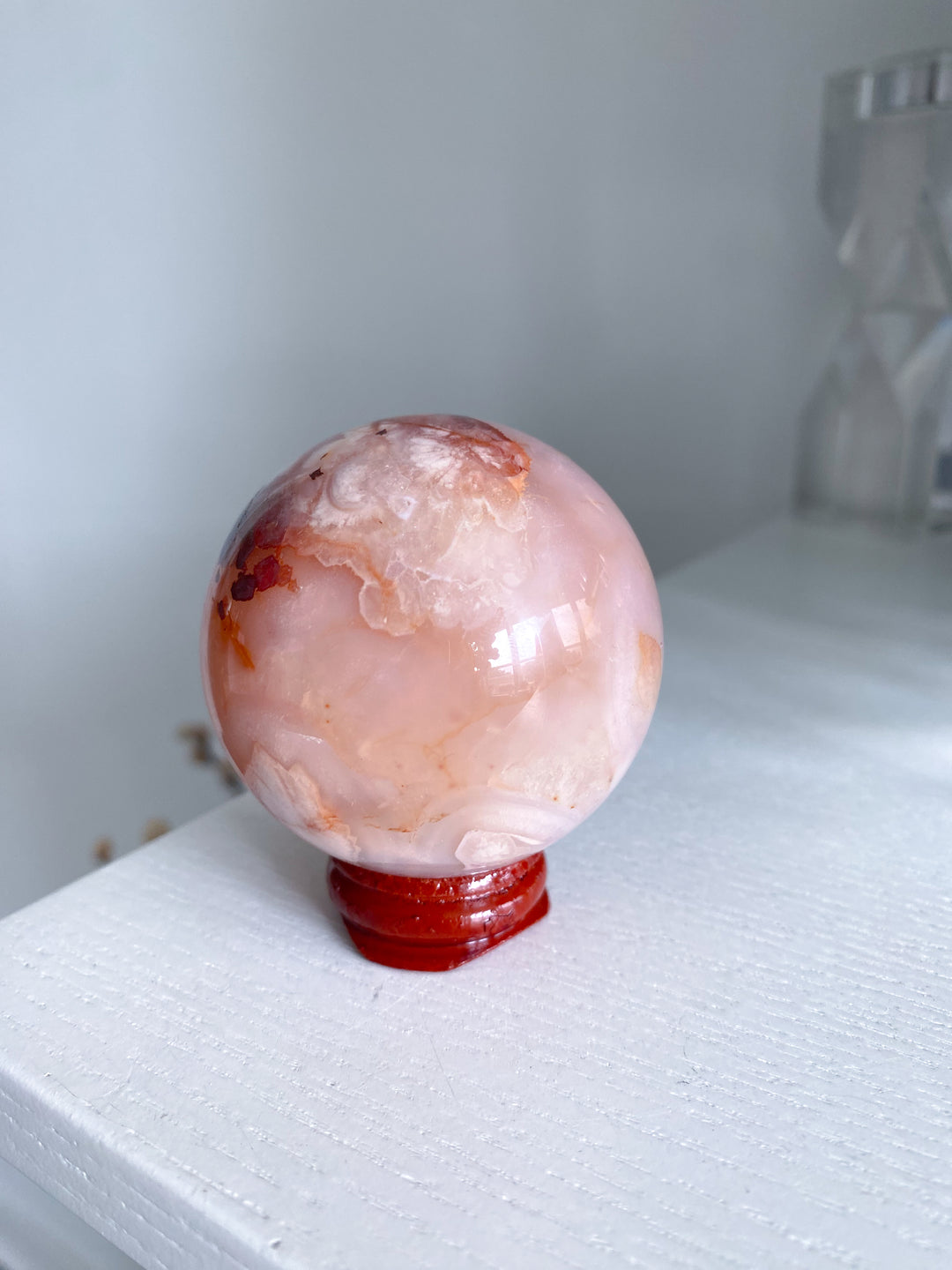 Pink Flower Agate Sphere