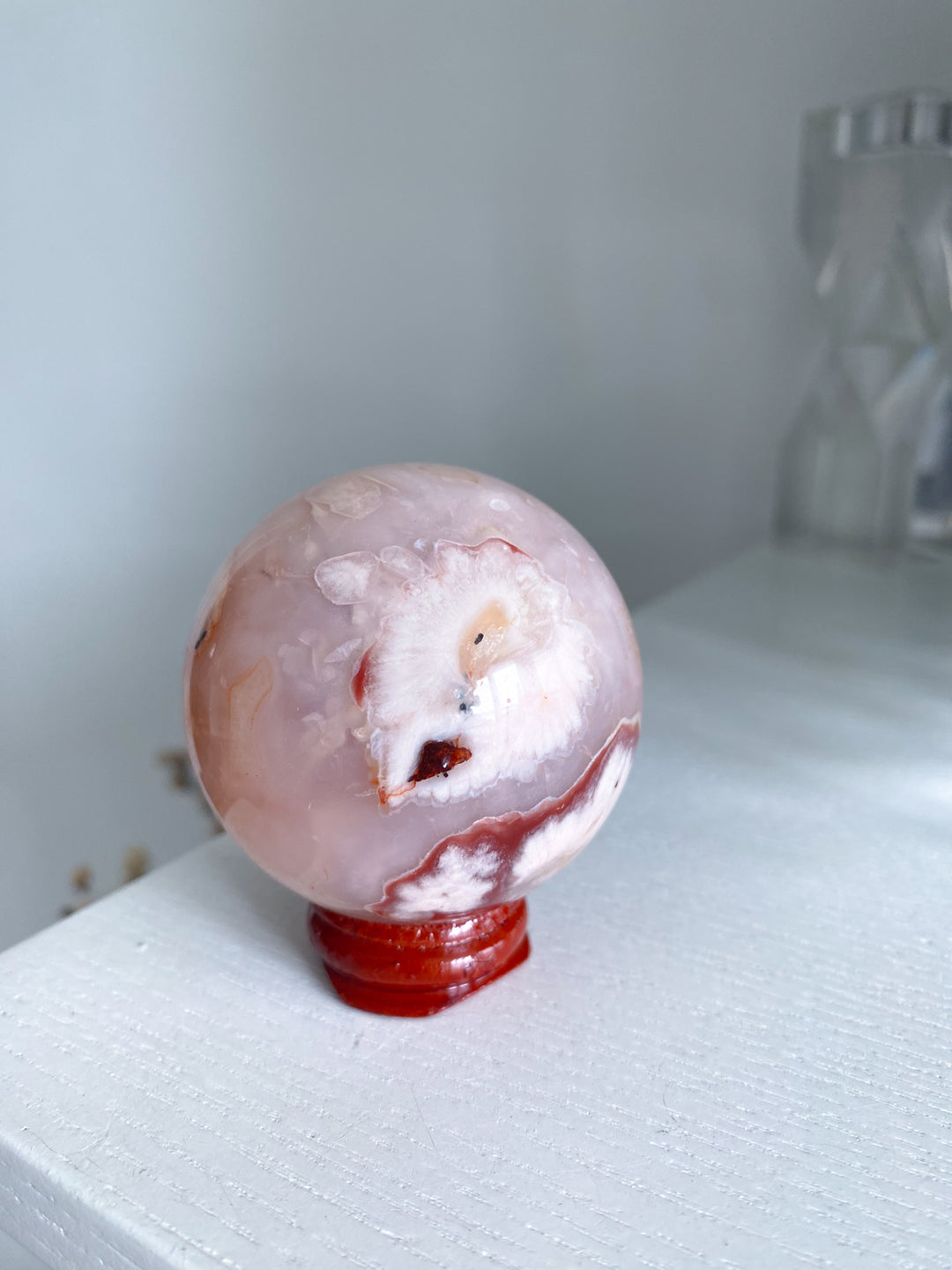 Pink Flower Agate Sphere