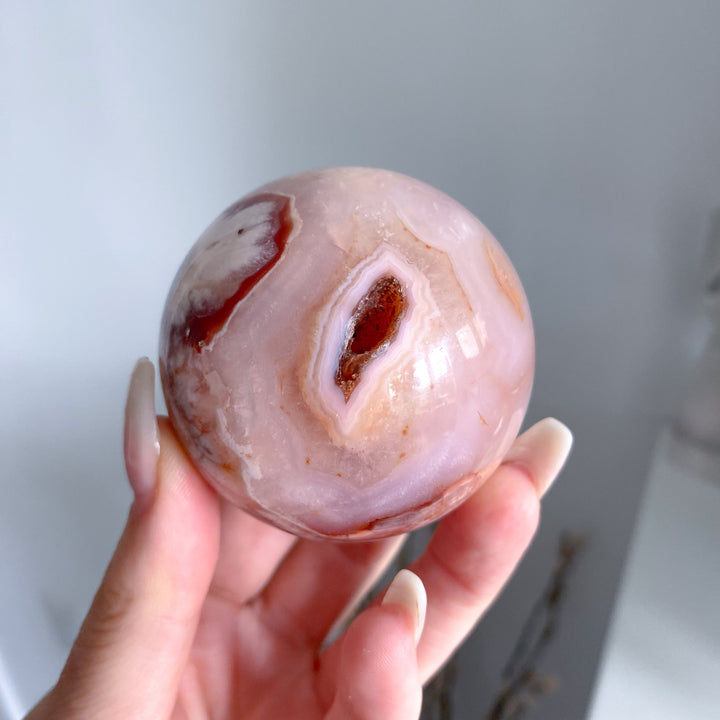Pink Flower Agate Sphere