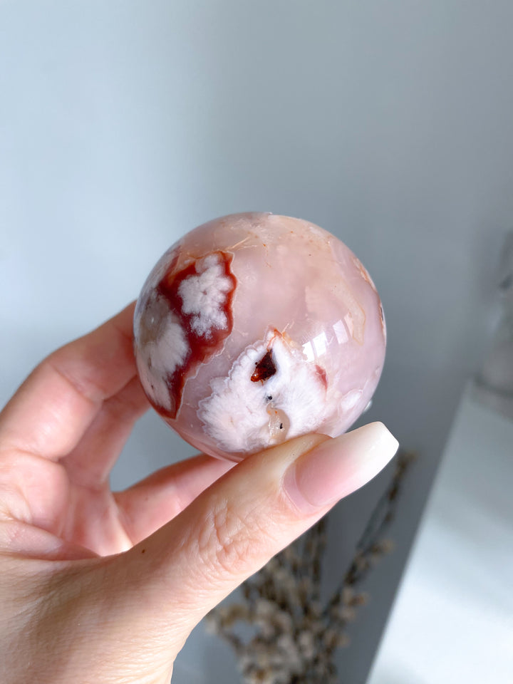 Pink Flower Agate Sphere