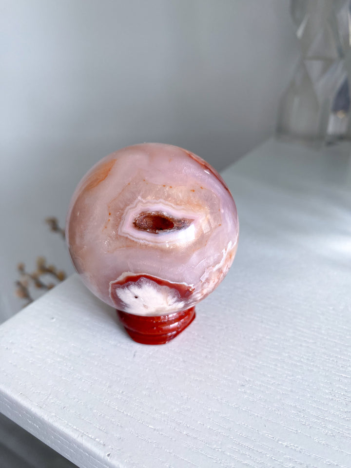 Pink Flower Agate Sphere