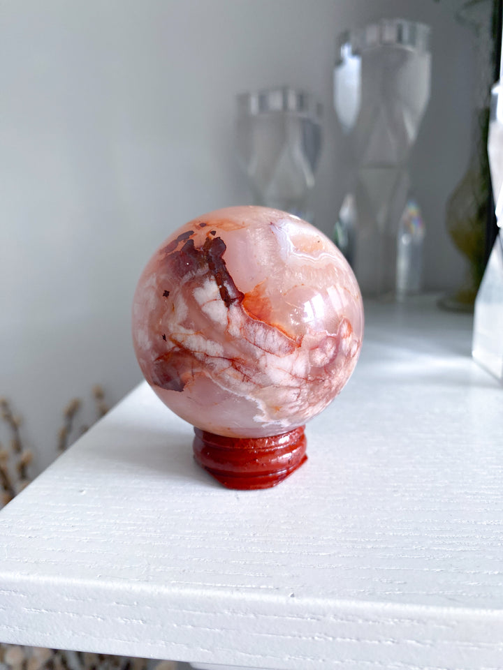 Pink Flower Agate Sphere
