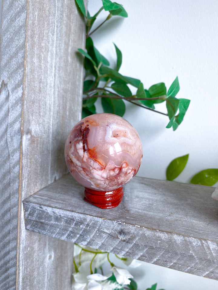Pink Flower Agate Sphere
