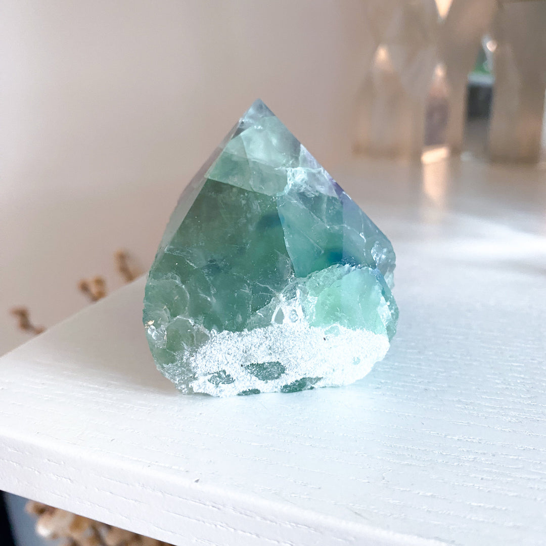 Chunky Rainbow Fluorite Top Polish Point #12 - Purple & Green