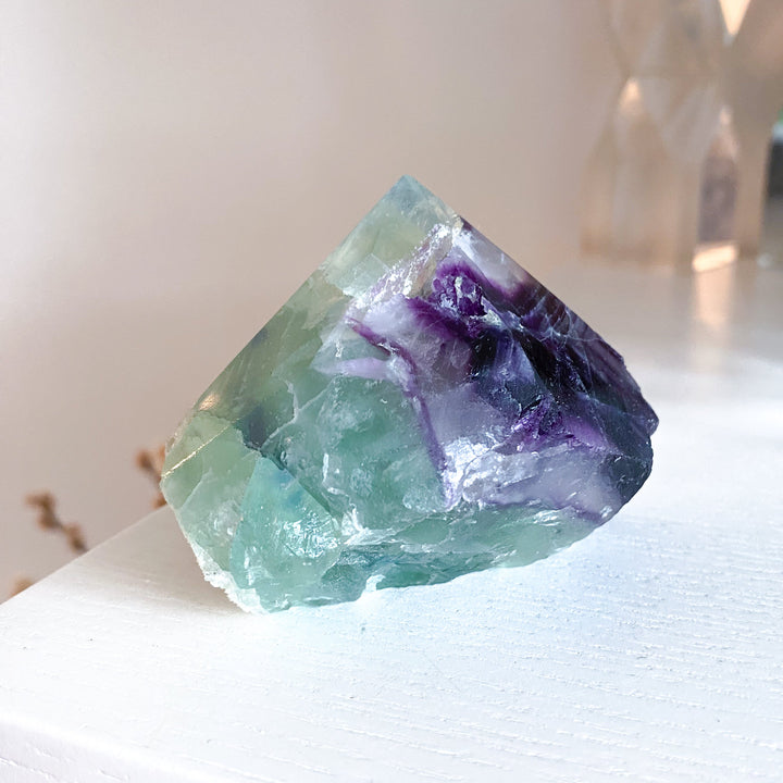 Chunky Rainbow Fluorite Top Polish Point #12 - Purple & Green