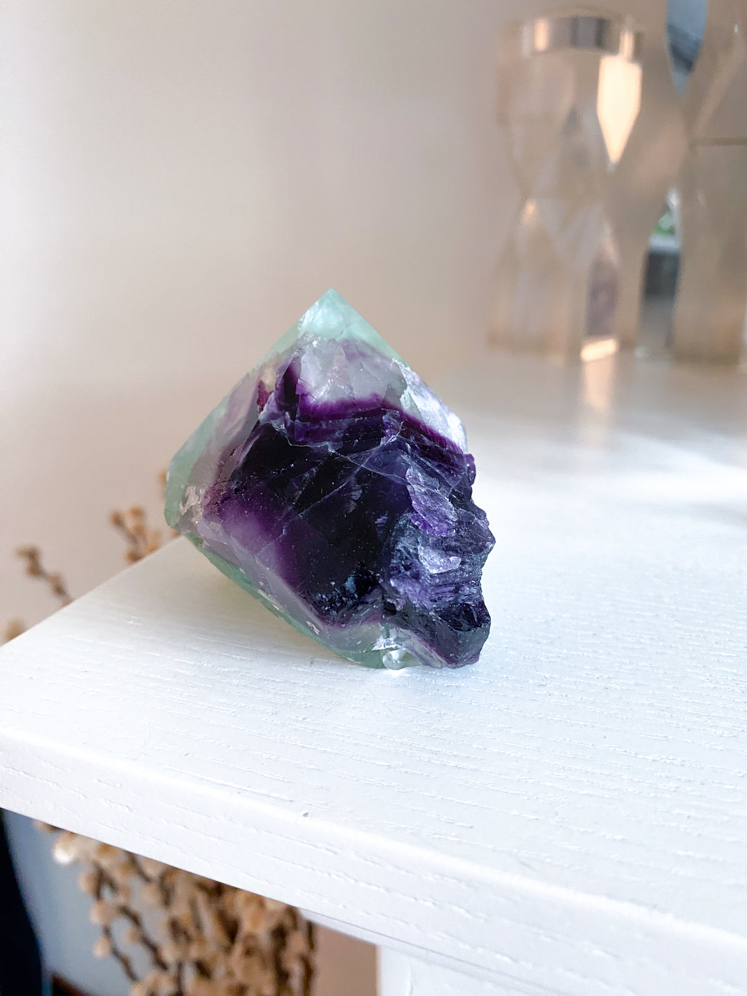 Chunky Rainbow Fluorite Top Polish Point #12 - Purple & Green