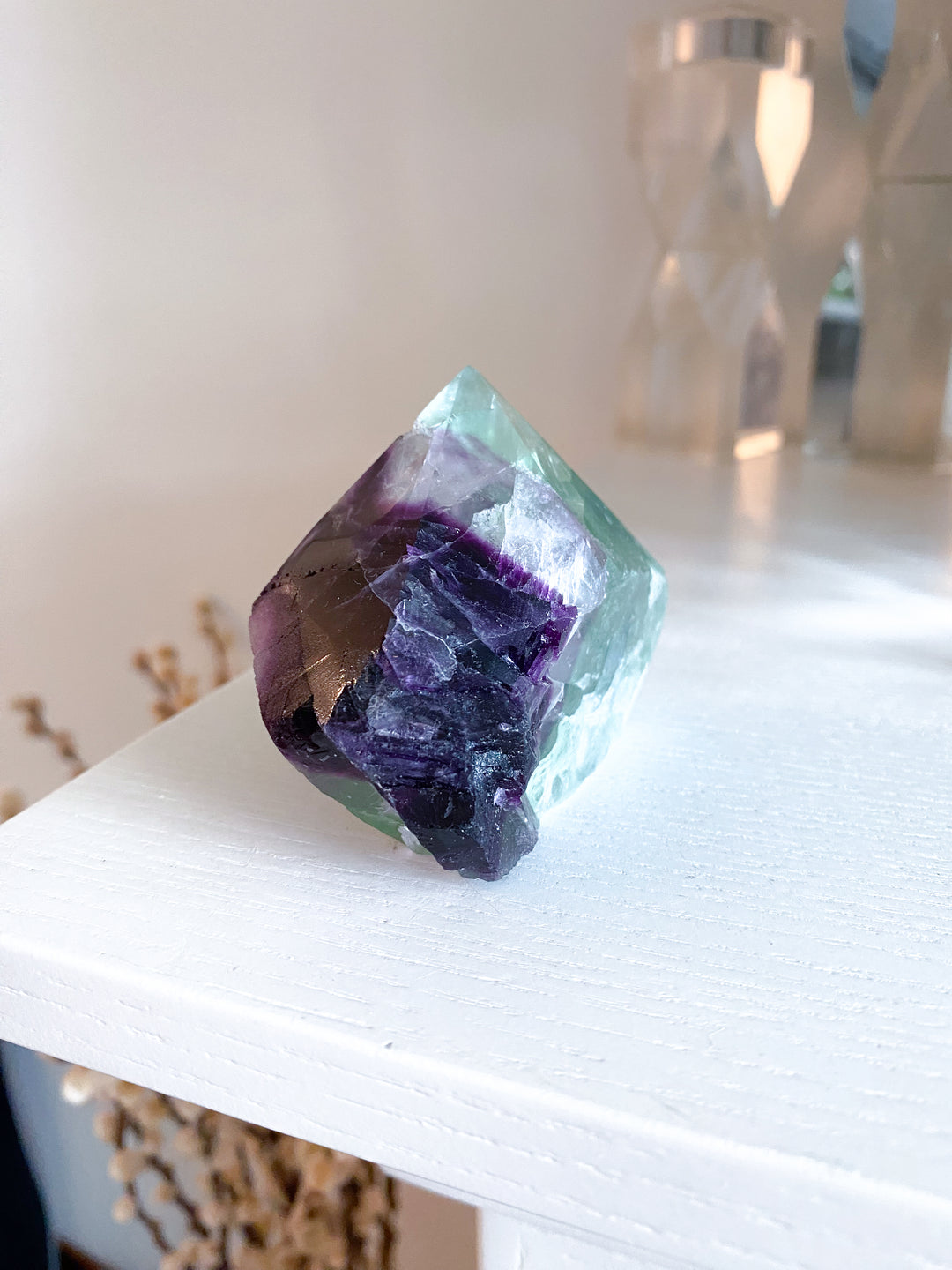 Chunky Rainbow Fluorite Top Polish Point #12 - Purple & Green