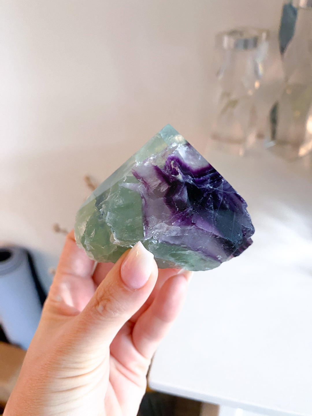 Chunky Rainbow Fluorite Top Polish Point #12 - Purple & Green