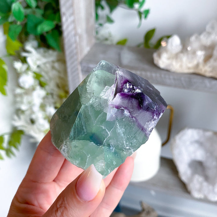 Chunky Rainbow Fluorite Top Polish Point #12 - Purple & Green