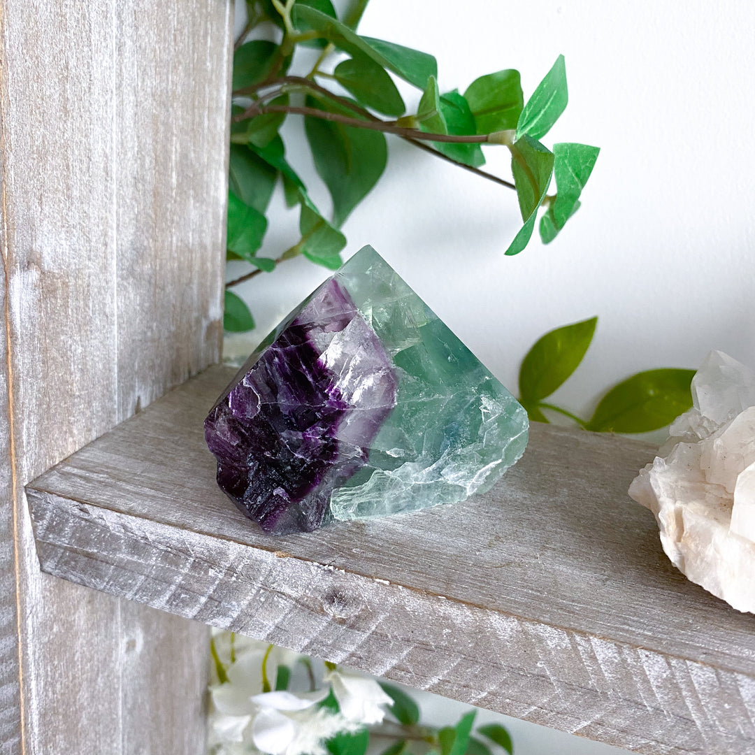 Chunky Rainbow Fluorite Top Polish Point #12 - Purple & Green