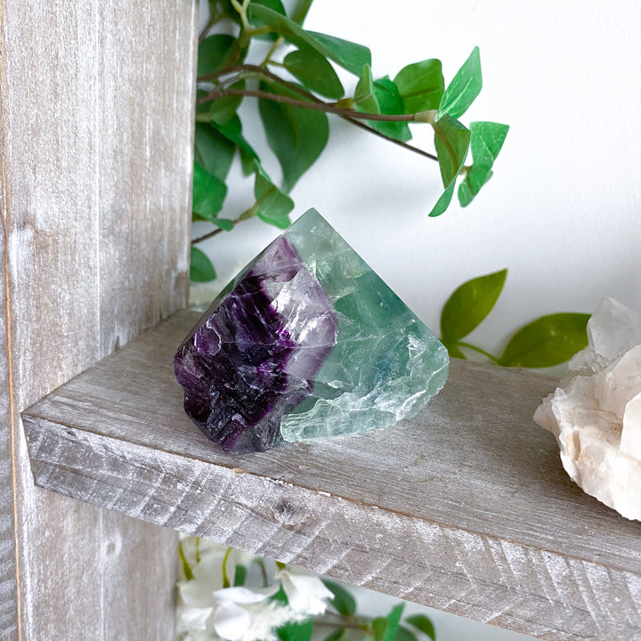 Chunky Rainbow Fluorite Top Polish Point #12 - Purple & Green