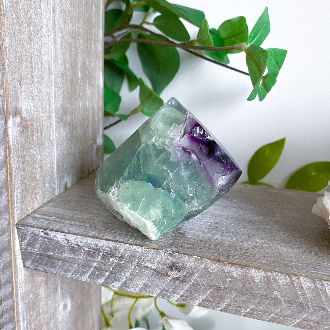 Chunky Rainbow Fluorite Top Polish Point #12 - Purple & Green