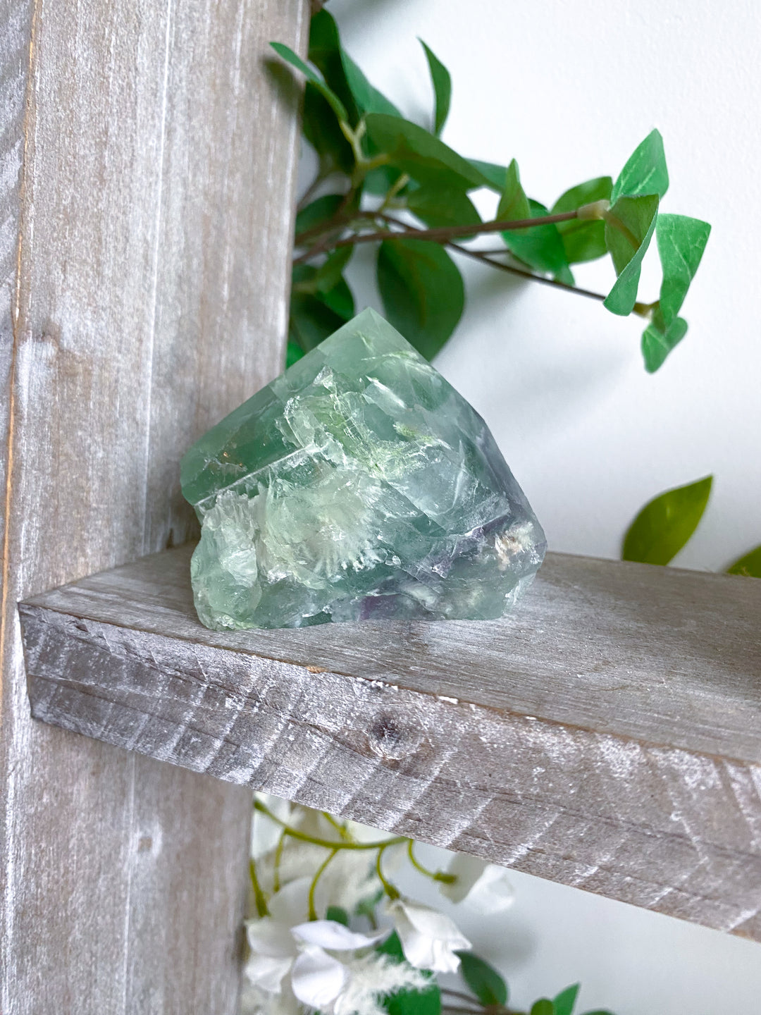 Green w/ Purple Chevron Fluorite Top Polish Point #1