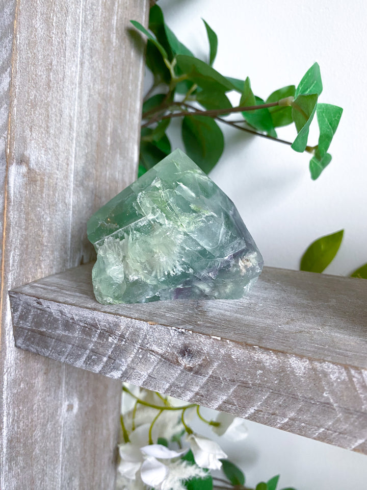 Green w/ Purple Chevron Fluorite Top Polish Point #1