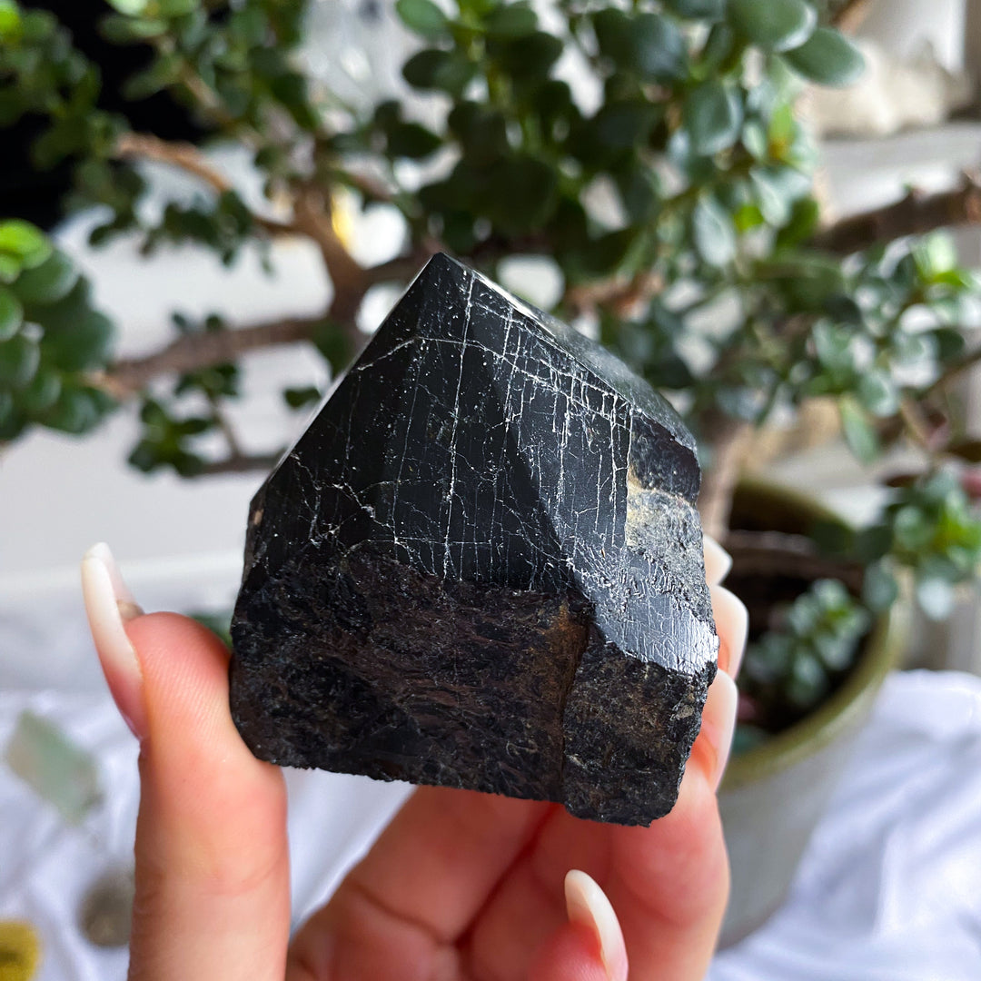 Shiny Black Tourmaline Top Polish Point
