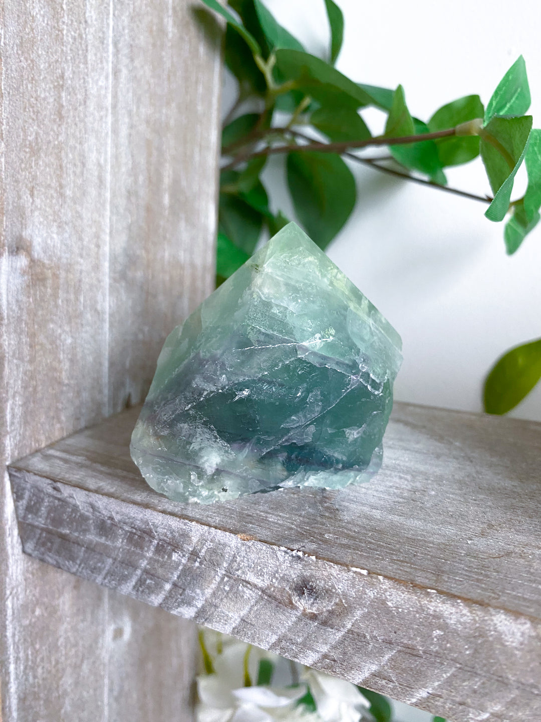 Green w/ Purple Chevron Fluorite Top Polish Point #1