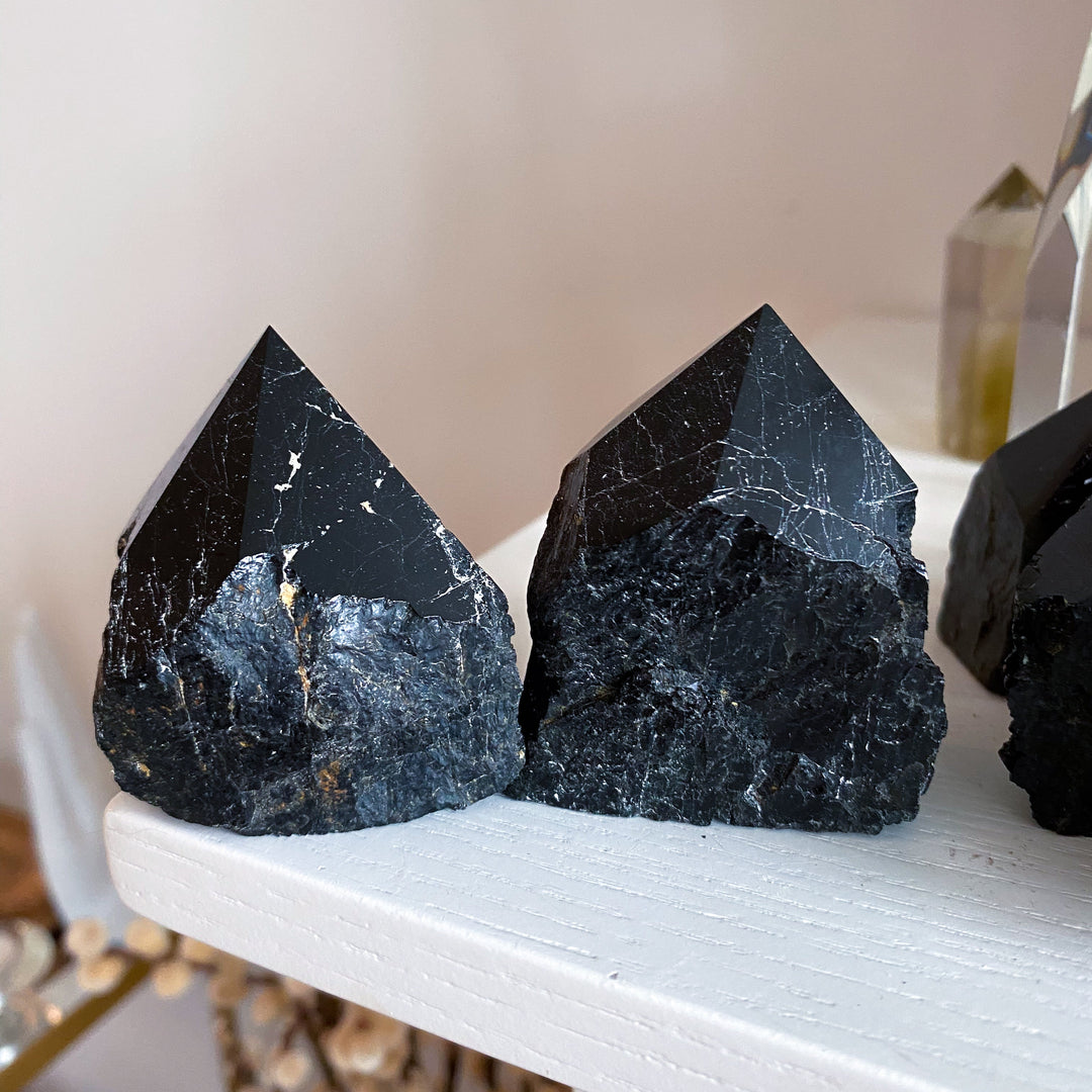 Shiny Black Tourmaline Top Polish Point
