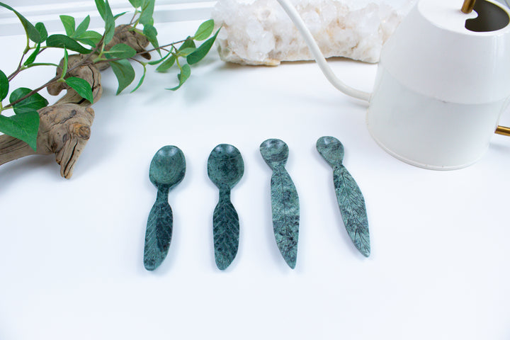 Green Aventurine Spoon with Feather Handle